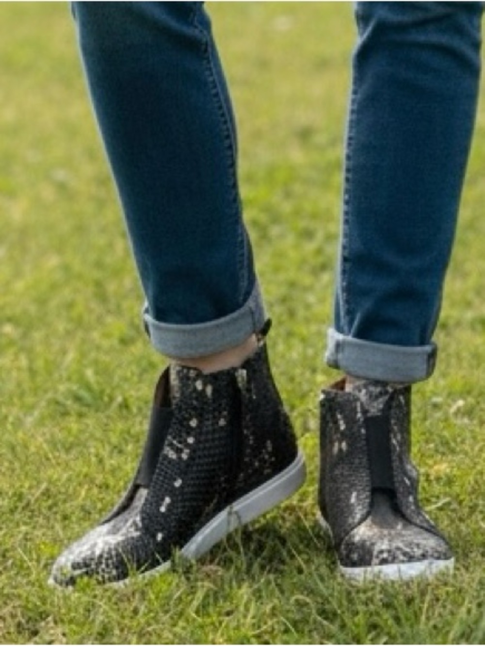 Paolo Black Metallic Speckled High-Top Slip-On Sneakers from Nordstrom